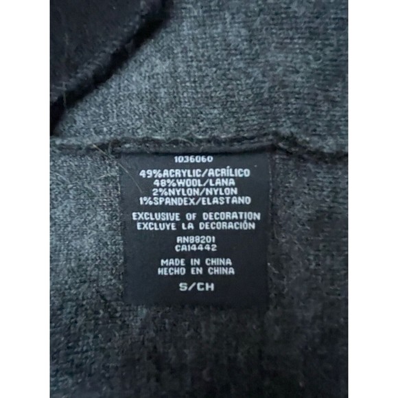 BNCI By Blanc Noir Black Gray Wool Blend Hooded Open Cardigan Pockets Sz Small - Picture 6 of 9